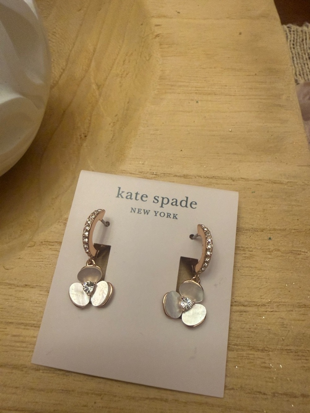 Kate Spade Disco Pansy Drop Mini Hoops Earrings Gold